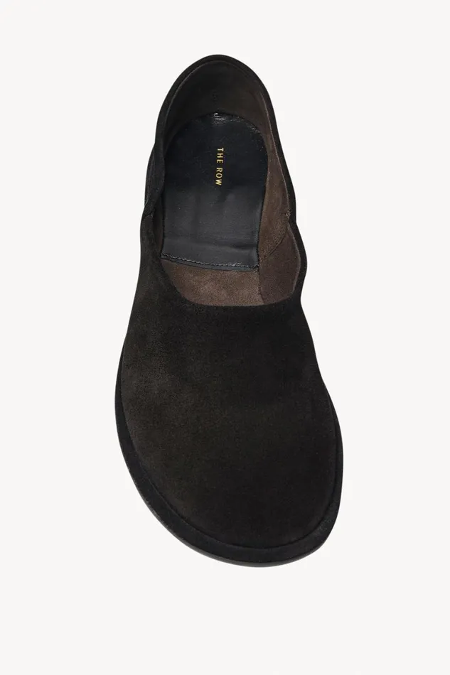 Flats Women The Row Canal Slip On In Suede Black