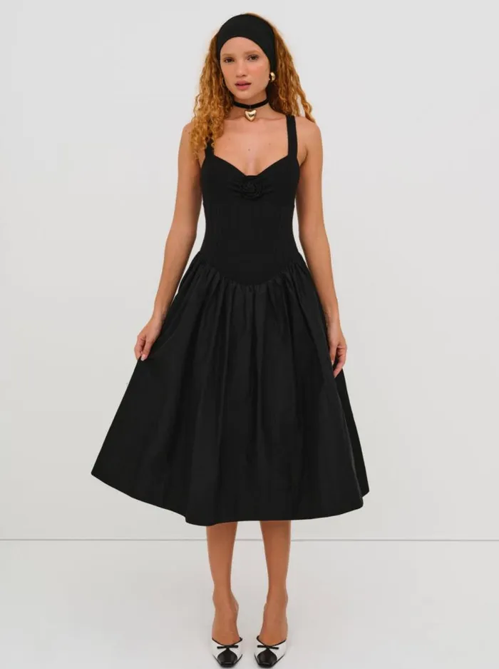 For Love and Lemons Dresses Billie Pointelle Midi Dress Black 8211 Women