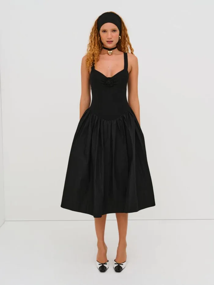 For Love and Lemons Dresses Billie Pointelle Midi Dress Black 8211 Women For Love and Lemons Dresses Billie Pointelle Midi Dress Black 8211 Women