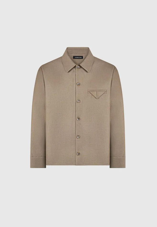 Formal CoOrds Men Manire De Voir Hatched Tailored Long Sleeve Overshirt Khaki