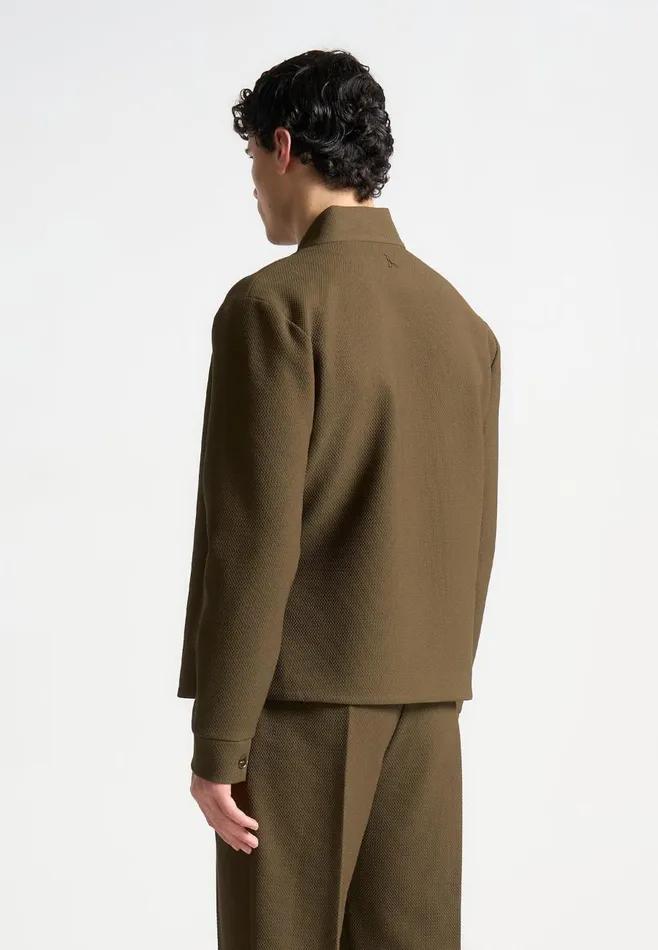 Formal CoOrds Men Manire De Voir Textured Kimono Wrap Jacket Khaki