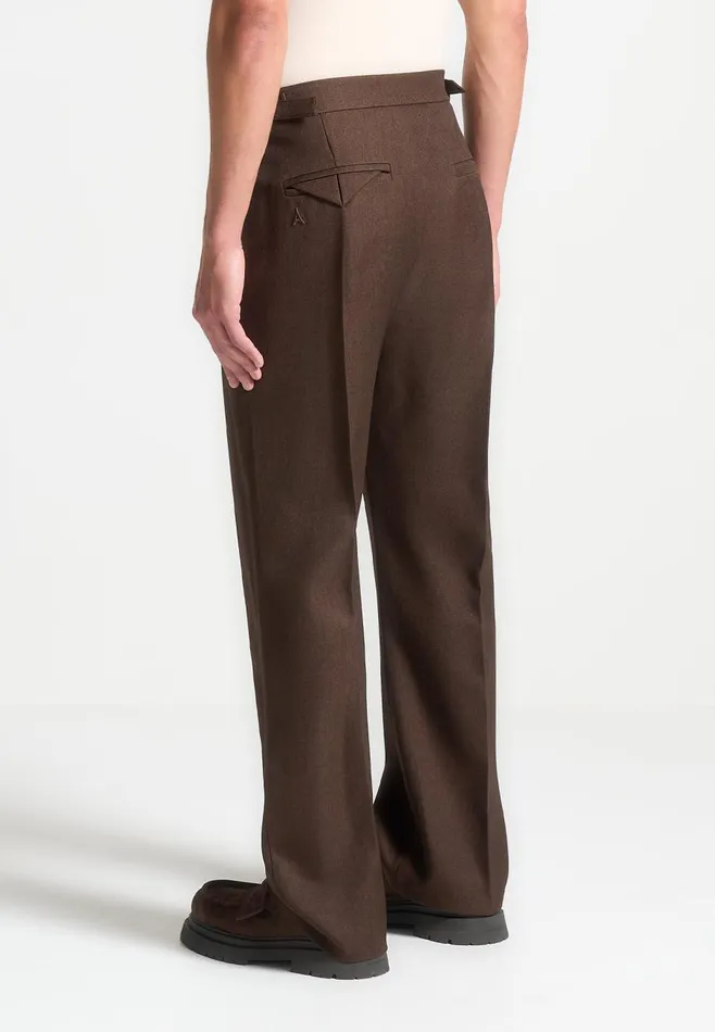 Formal Trousers Men Manire De Voir Relaxed Fit Twin Pleat Tailored Trousers Brown