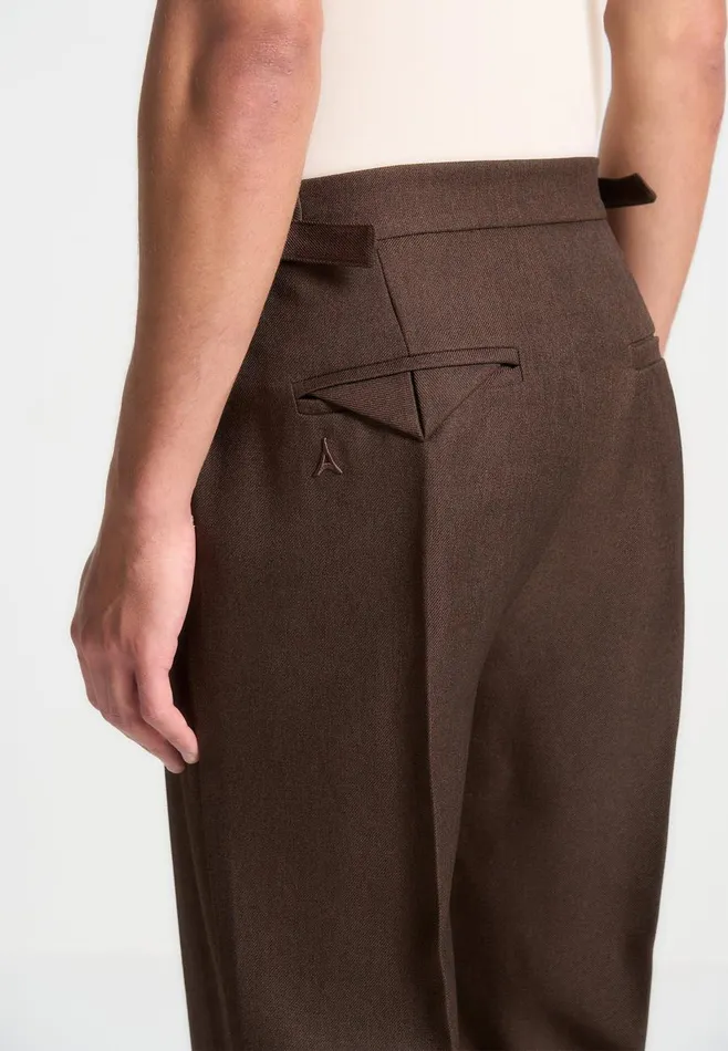 Formal Trousers Men Manire De Voir Relaxed Fit Twin Pleat Tailored Trousers Brown