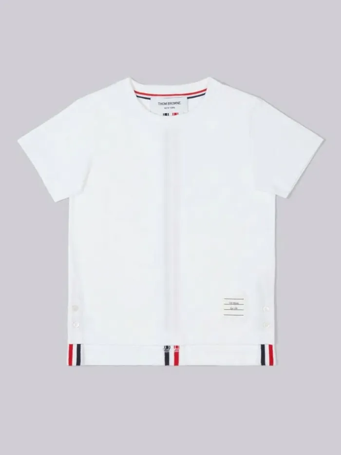 GirlsBoys Cotton Jersey Multicolor Center Back Stripe Short Sleeve Tshirt White Thom Browne Dresses And Shirts GirlsBoys Cotton Jersey Multicolor Center Back Stripe Short Sleeve Tshirt White Thom Browne Dresses And Shirts
