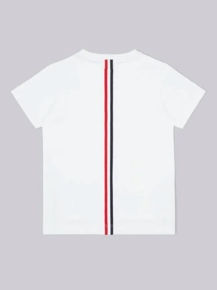 GirlsBoys Cotton Jersey Multicolor Center Back Stripe Short Sleeve Tshirt White Thom Browne Dresses And Shirts GirlsBoys Cotton Jersey Multicolor Center Back Stripe Short Sleeve Tshirt White Thom Browne Dresses And Shirts
