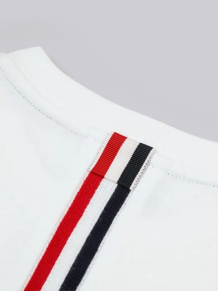 GirlsBoys Cotton Jersey Multicolor Center Back Stripe Short Sleeve Tshirt White Thom Browne Dresses And Shirts GirlsBoys Cotton Jersey Multicolor Center Back Stripe Short Sleeve Tshirt White Thom Browne Dresses And Shirts