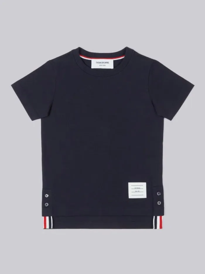 GirlsBoys Cotton Jersey Short Sleeve Tshirt Navy Thom Browne Dresses And Shirts