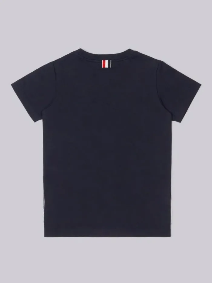 GirlsBoys Cotton Jersey Short Sleeve Tshirt Navy Thom Browne Dresses And Shirts GirlsBoys Cotton Jersey Short Sleeve Tshirt Navy Thom Browne Dresses And Shirts