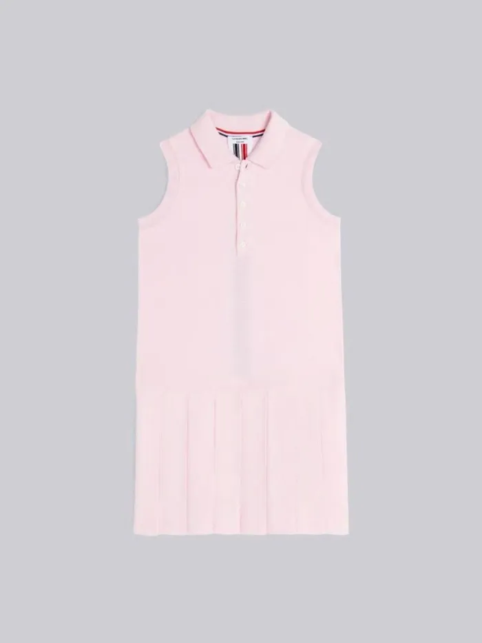 Girls Classic Pique Pleated Bottom Sleeveless Polo Dress Light Pink Thom Browne Sweats And Tshirt Girls Classic Pique Pleated Bottom Sleeveless Polo Dress Light Pink Thom Browne Sweats And Tshirt