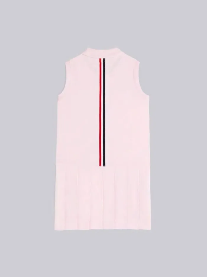 Girls Classic Pique Pleated Bottom Sleeveless Polo Dress Light Pink Thom Browne Sweats And Tshirt