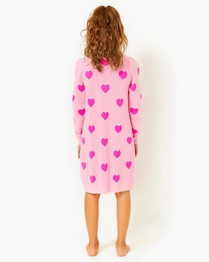 Girls Mini Keane Sweater Dress Peony Pink Heart Jacquard Childrens Girls Lilly Pulitzer Girls Dresses and Rompers Girls Mini Keane Sweater Dress Peony Pink Heart Jacquard Childrens Girls Lilly Pulitzer Girls Dresses and Rompers