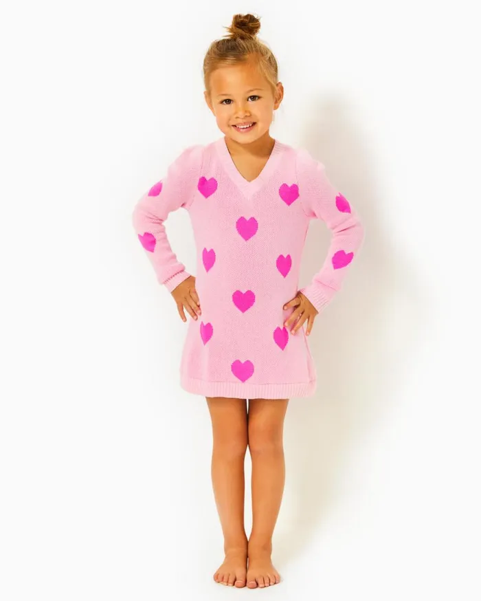 Girls Mini Keane Sweater Dress Peony Pink Heart Jacquard Childrens Girls Lilly Pulitzer Girls Dresses and Rompers Girls Mini Keane Sweater Dress Peony Pink Heart Jacquard Childrens Girls Lilly Pulitzer Girls Dresses and Rompers