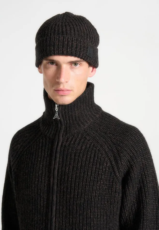 Hats Men Manire De Voir Brushed Wool Beanie Hat Black