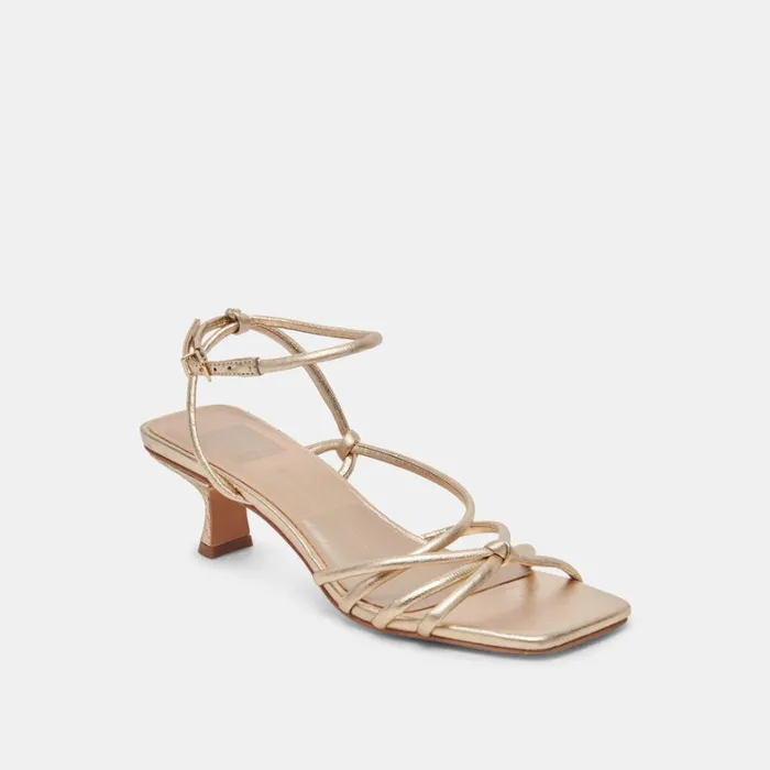 Heels Women Dolce Vita Bev Wide Heels Gold Metallic Leather
