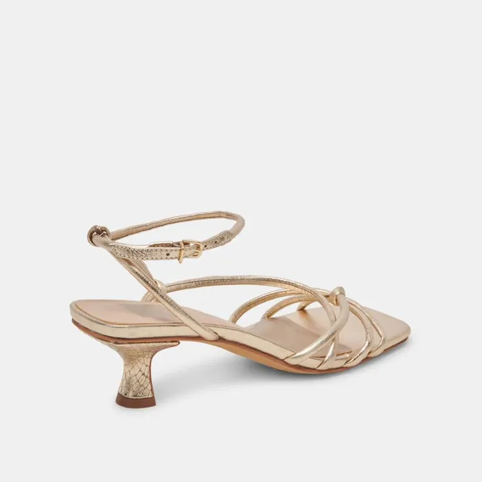 Heels Women Dolce Vita Bev Wide Heels Gold Metallic Leather
