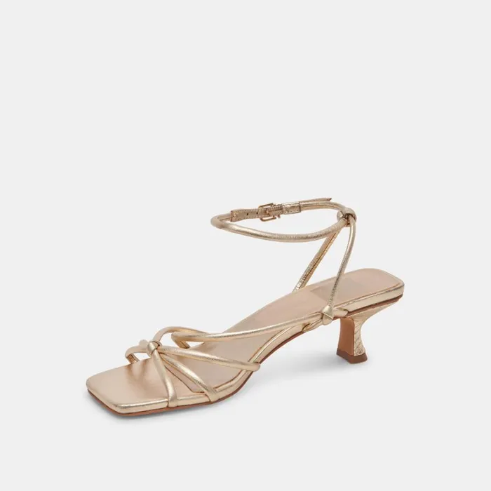 Heels Women Dolce Vita Bev Wide Heels Gold Metallic Leather