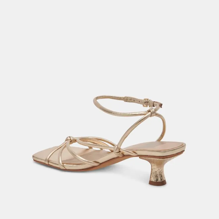 Heels Women Dolce Vita Bev Wide Heels Gold Metallic Leather