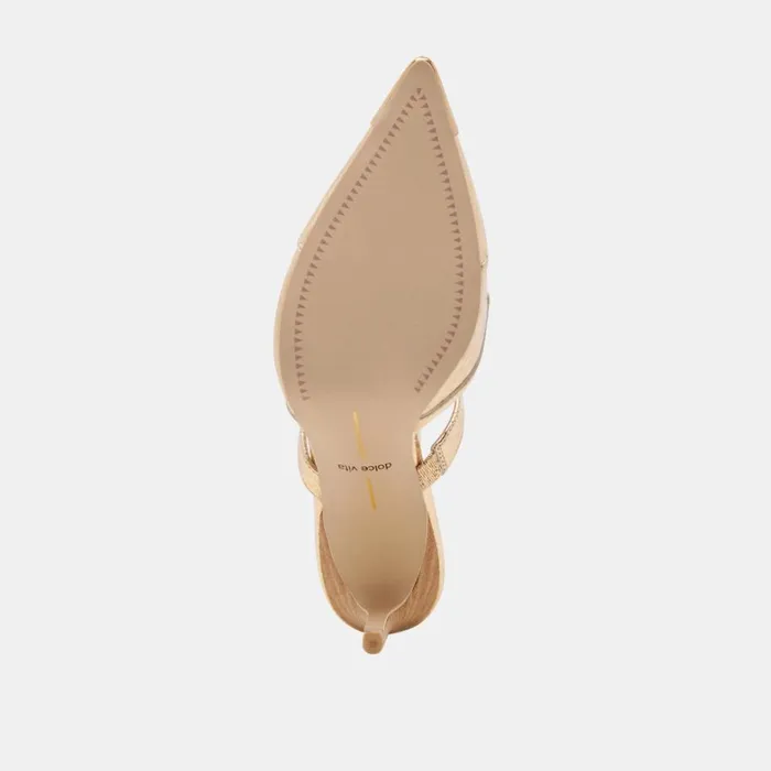 Heels Women Dolce Vita Klover Heels Gold Distressed Leather