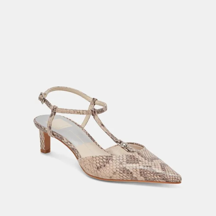 Heels Women Dolce Vita Lavon Heels Sand Snake Embossed