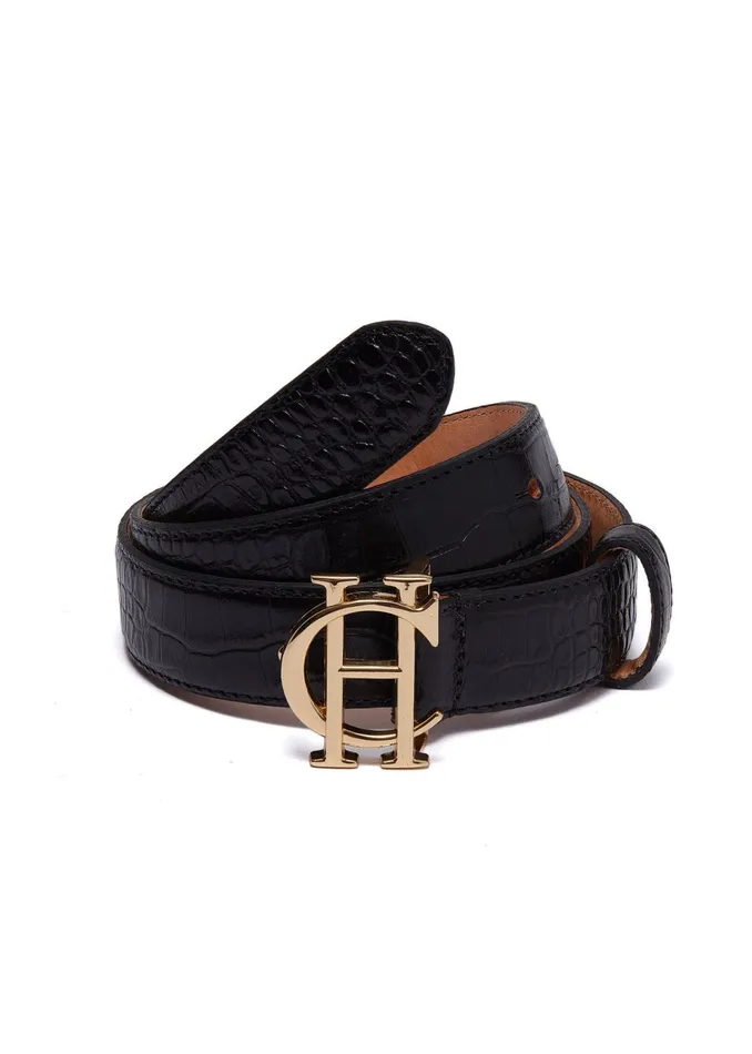 Holland Cooper Bestsellers HC Classic Slim Belt Black Croc 8211 Women