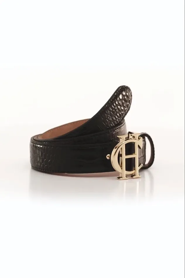 Holland Cooper Bestsellers HC Classic Slim Belt Black Croc 8211 Women