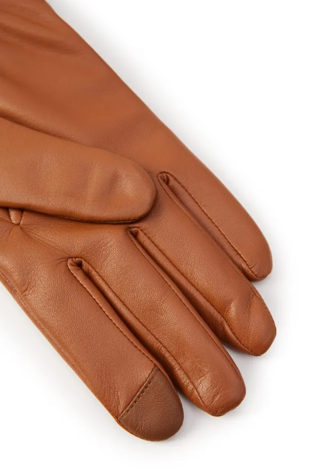 Holland Cooper Gloves Contrast Leather Gloves Tan Ink Navy 8211 Women