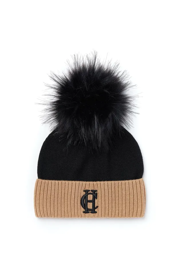Holland Cooper Hats and Headbands Chelsea Merino Bobble Hat Black 8211 Women