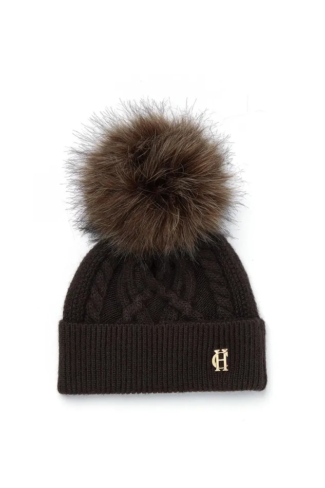 Holland Cooper Hats and Headbands Cortina Bobble Hat Chocolate Mink 8211 Women