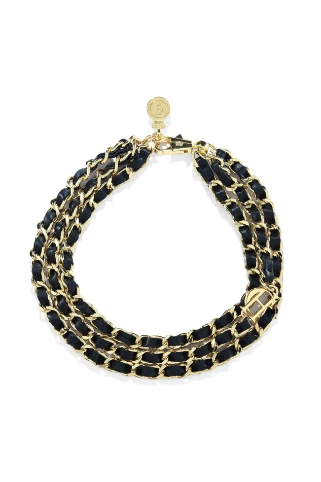 Holland Cooper Jewellery and Keyring Triple Chain Necklace Black Gold 8211 Women