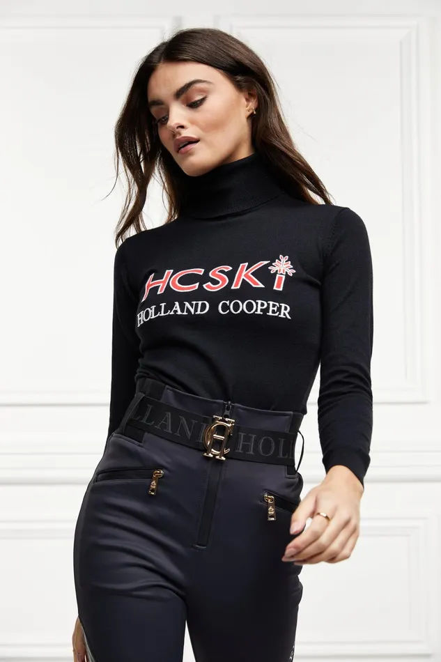 Holland Cooper Knitwear And Thermals Logo Ski Knit Black 8211 Women