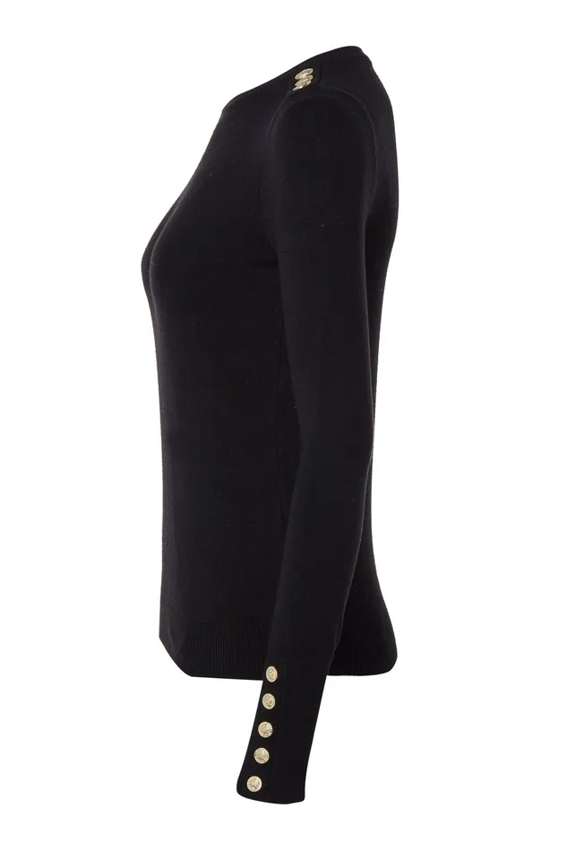 Holland Cooper Knitwear Buttoned Knit Crew Neck Black 8211 Women Holland Cooper Knitwear Buttoned Knit Crew Neck Black 8211 Women