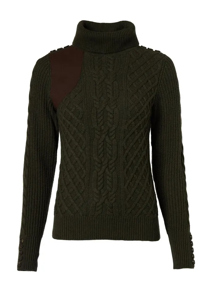 Holland Cooper Knitwear Country Roll Neck Knit Forest Green 8211 Women