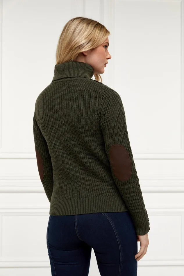 Holland Cooper Knitwear Country Roll Neck Knit Forest Green 8211 Women