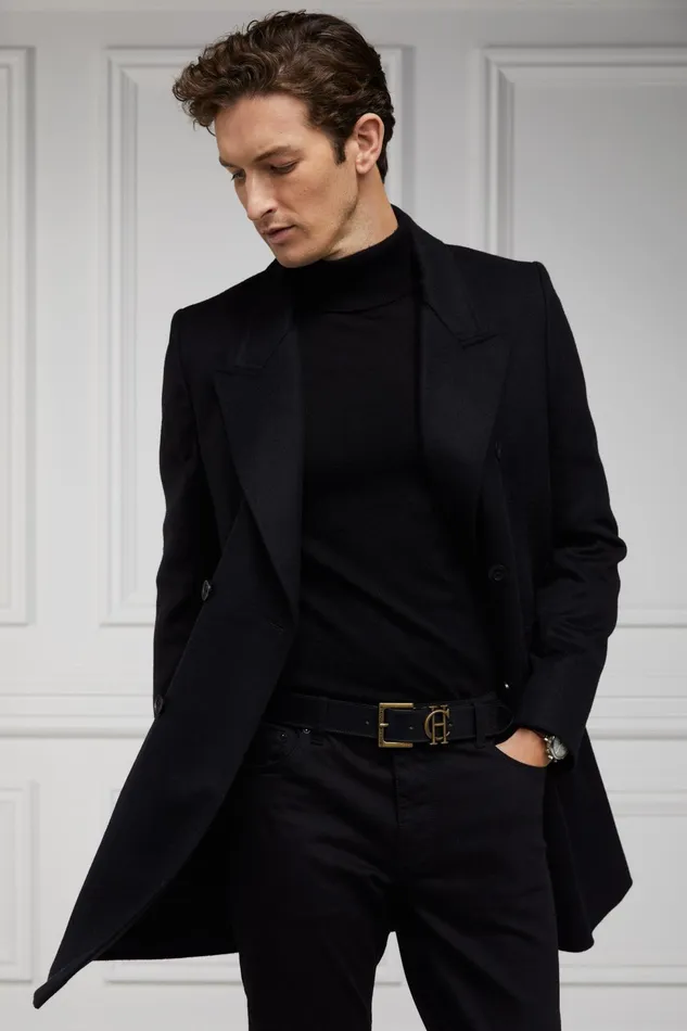 Holland Cooper Knitwear Fine Roll Neck Knit Black 8211 Men