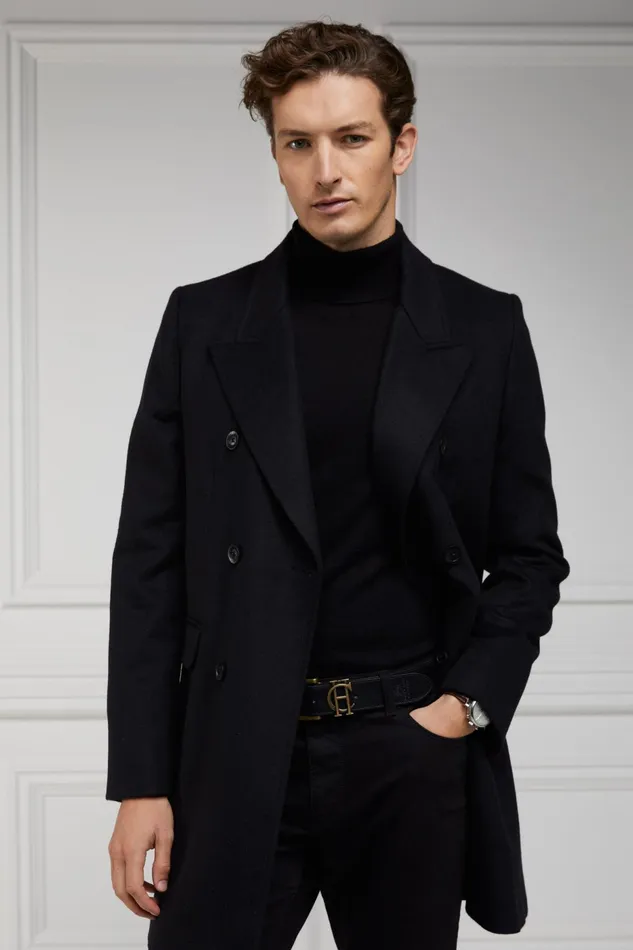 Holland Cooper Knitwear Fine Roll Neck Knit Black 8211 Men