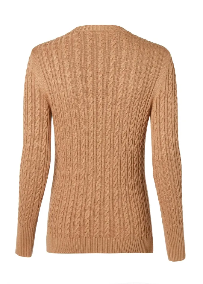 Holland Cooper Knitwear Seattle Cable Crew Knit Dark Camel 8211 Women