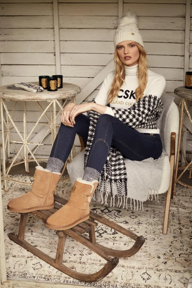 Holland Cooper Shearling HC Shearling Boot Tan 8211 Women