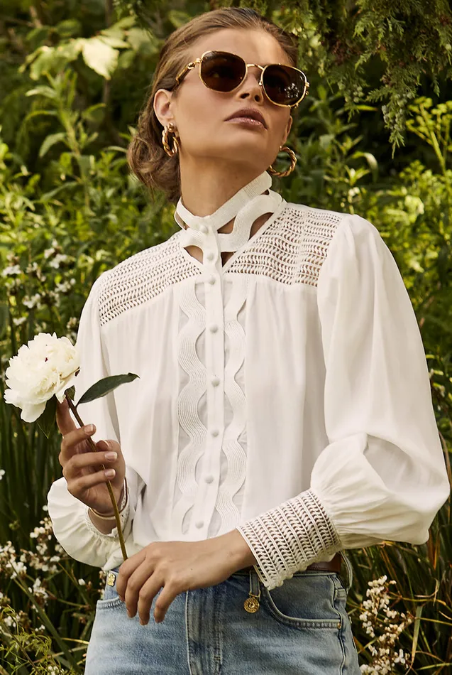 Holland Cooper Shirts and Blouses Featherton Lace Shirt White 8211 Women