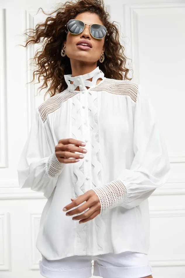 Holland Cooper Shirts and Blouses Featherton Lace Shirt White 8211 Women