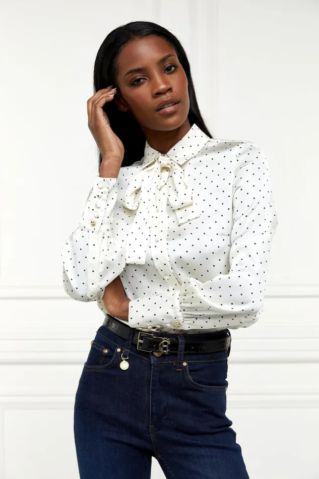 Holland Cooper Shirts and Blouses Penny Satin Shirt Cream Polka Dot 8211 Women