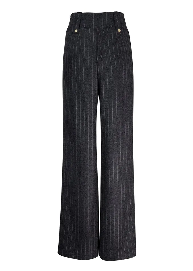 Holland Cooper Tailoring High Waisted Straight Trouser Charcoal Pinstripe 8211 Women