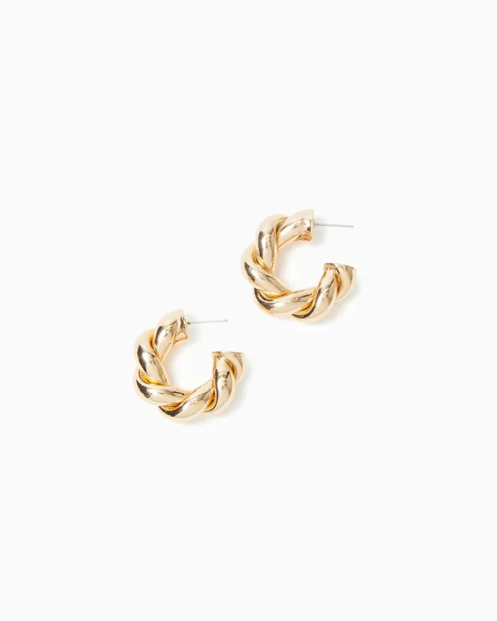 Island Escape Earrings Gold Metallic Women Lilly Pulitzer Jewelry