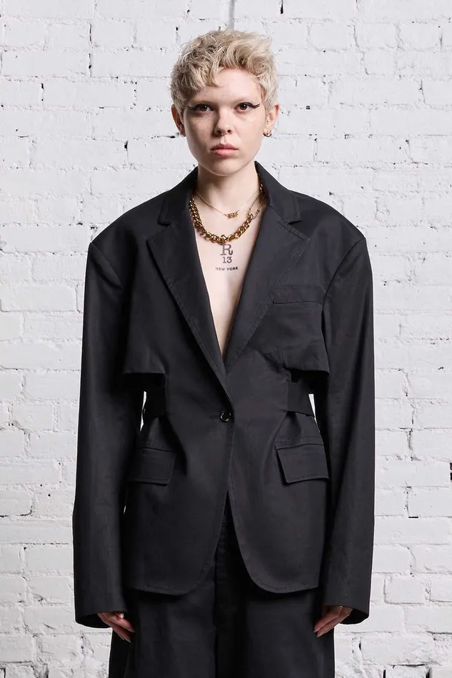 Jackets and Coats Women R13 Trench Vent Blazer 8211 Black