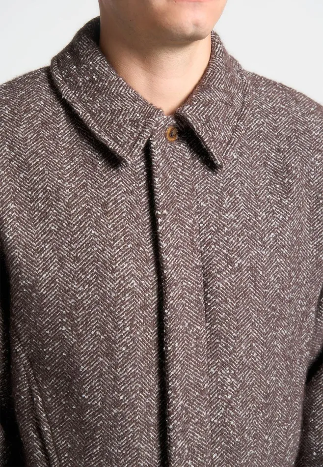 Jackets Men Manire De Voir Boxy Herringbone Wool Blend Jacket Brown