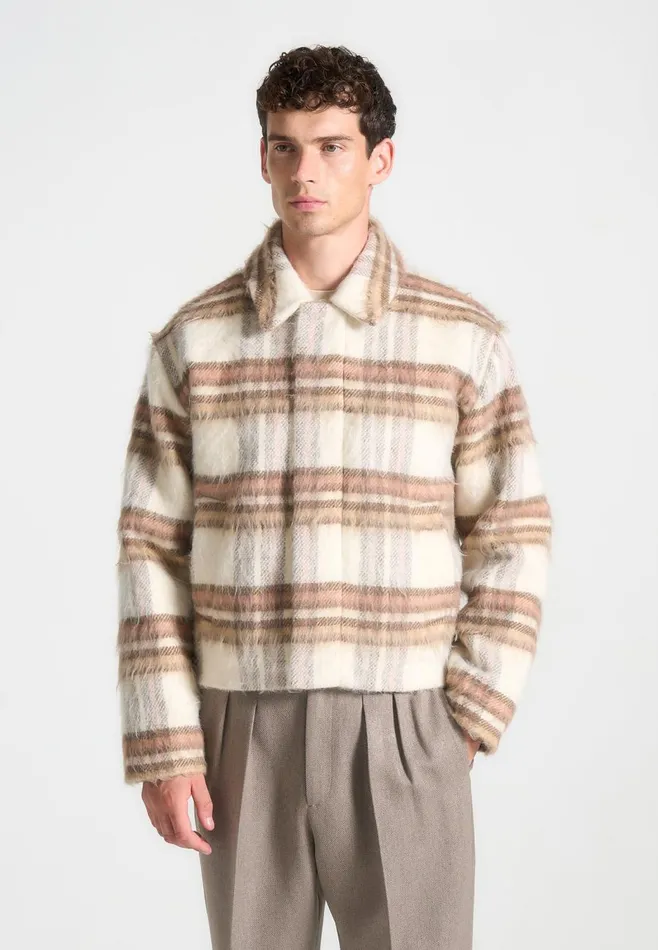 Jackets Men Manire De Voir Brushed Checked Jacket Cream
