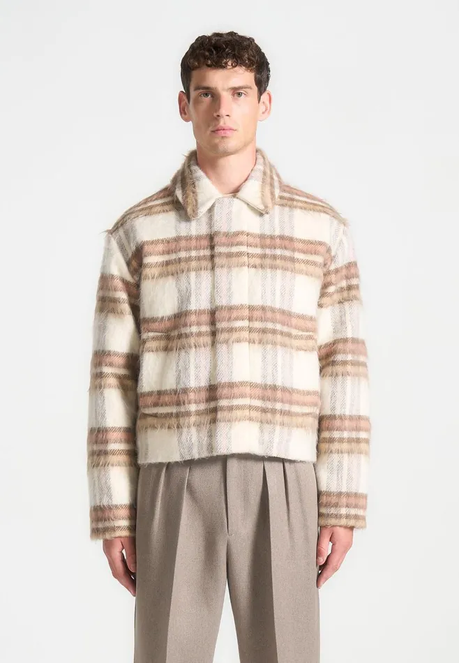 Jackets Men Manire De Voir Brushed Checked Jacket Cream