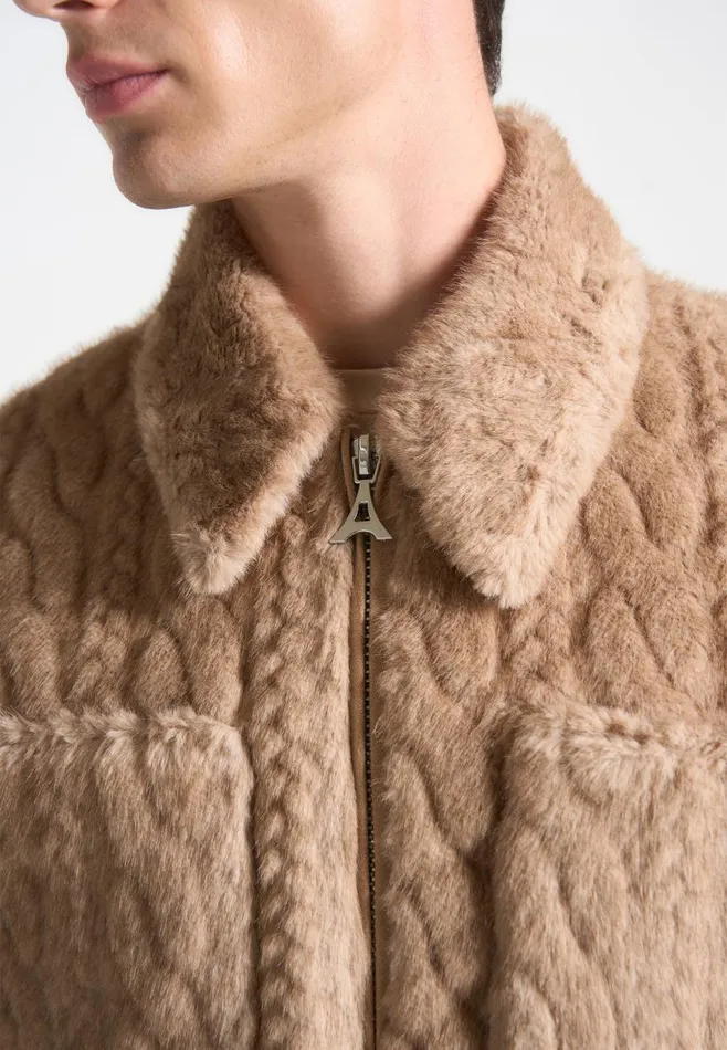 Jackets Men Manire De Voir Limited Edition Plush Cable Jacket Taupe