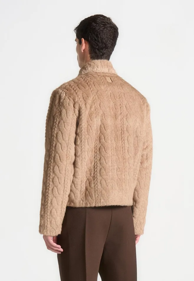 Jackets Men Manire De Voir Limited Edition Plush Cable Jacket Taupe