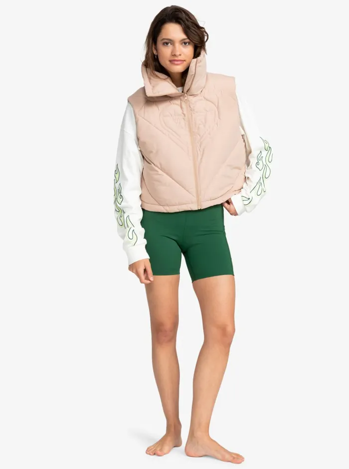 Jackets Women Roxy Kelia Puffer Vest Warm Taupe
