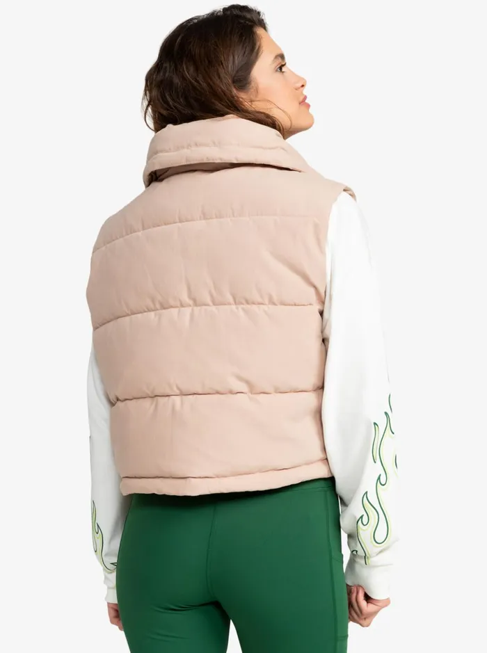 Jackets Women Roxy Kelia Puffer Vest Warm Taupe